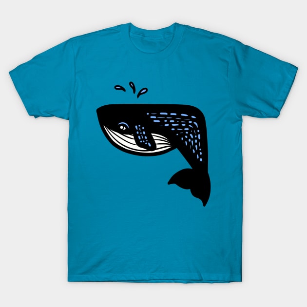 Blue Whale Minimalist Design T-Shirt by Chigurena